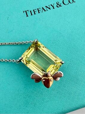 Tiffany & Co. Lemon Quartz Love Bug Sparkler Necklace Sterling Silver 18-20"